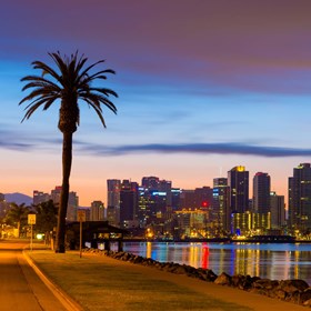 San Diego skyline at sunset