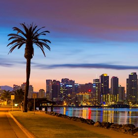 San Diego skyline at sunset