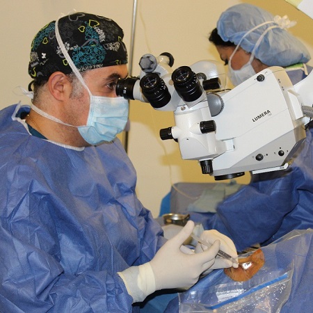 Surgeon performing an injection